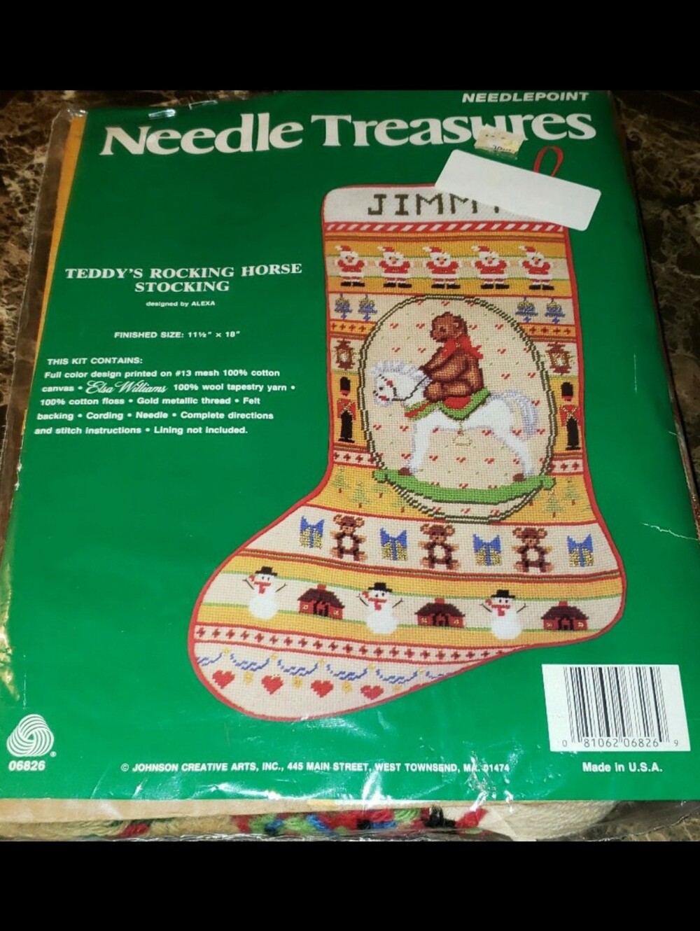 Rare Vintage Needle Treasures "Teddy's Rocking Horse Stocking" Needlepoint Kit